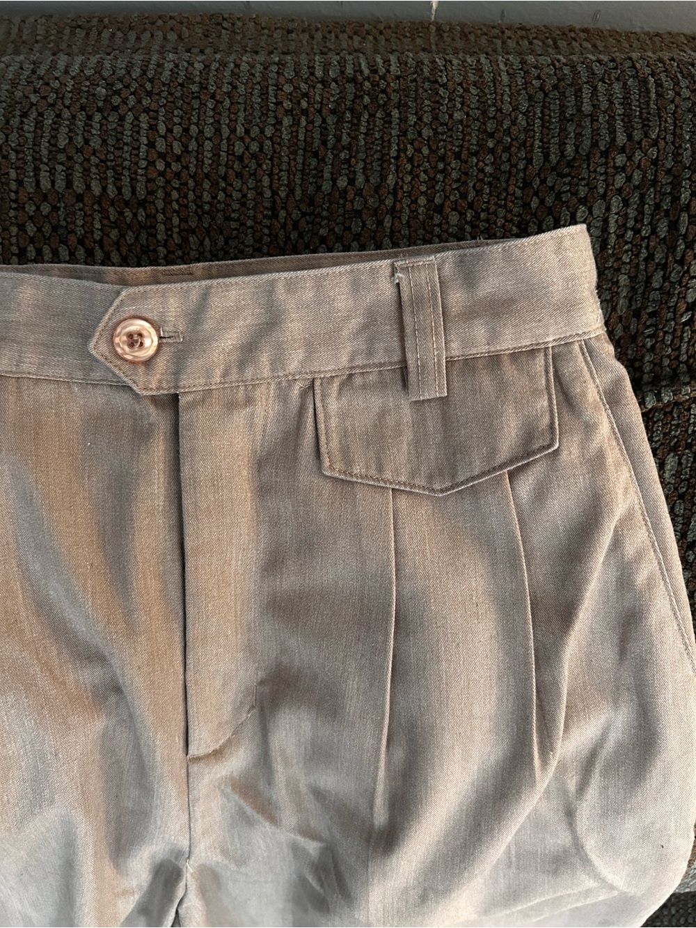 Tailored High-Waist Beige Trousers Pleated Front